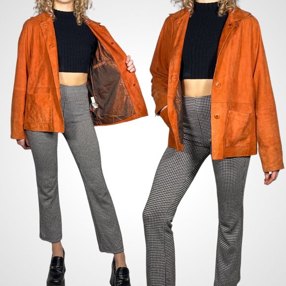 Burnt Orange Suede Leather Jacket - Picture 2 of 4